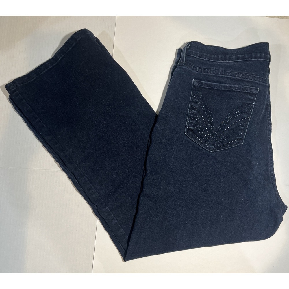 NYDJ Women's size 14 Dark Wash Embellished Pockets Bootcut JEANS Lift Tuck